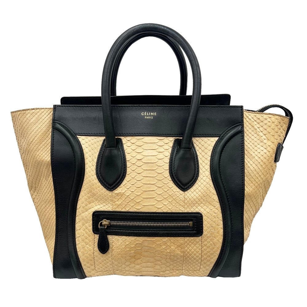 Celine Luggage Mini Shopper Python Leather Black … - image 1